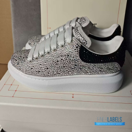 QC Alexander McQueen Oversized Crystal Embellished Women's Leather Sneakers