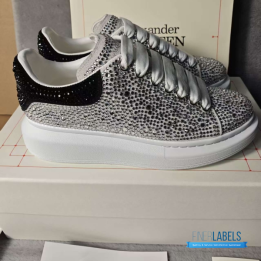 QC Alexander McQueen Oversized Crystal Embellished Women's Leather Sneakers