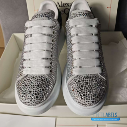 QC Alexander McQueen Oversized Crystal Embellished Women's Leather Sneakers