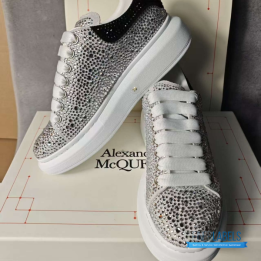 QC Alexander McQueen Oversized Crystal Embellished Women's Leather Sneakers