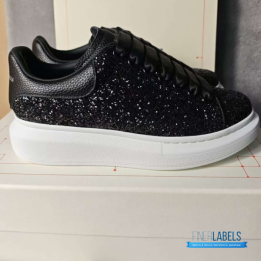 QC Alexander McQueen Oversized Black Glitter Women's Sneakers