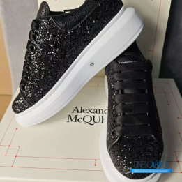 QC Alexander McQueen Oversized Black Glitter Women's Sneakers