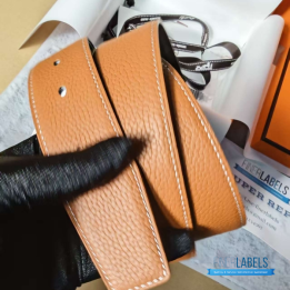 QC Hermès Reversible Belt in a gold-plated H buckle and a leather strap