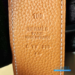 QC Hermès Reversible Belt in a gold-plated H buckle and a leather strap
