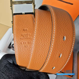 QC Hermès Reversible Belt in a gold-plated H buckle and a leather strap