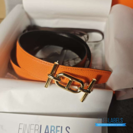 QC Hermès Reversible Leather Belt in a classic H-shaped buckle
