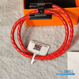 QC Hermès Tournis Tresse Bracelet Red