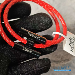 QC Hermès Tournis Tresse Bracelet Red