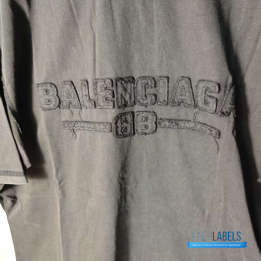 QC Balenciaga Distressed Logo Grey T-shirt
