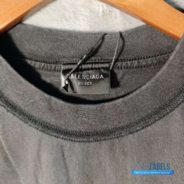 QC Balenciaga Distressed Logo Grey T-shirt