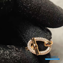 QC Hermès 18K Rose Gold Diamond Adage Ring