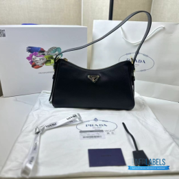 QC Prada Aimee Zipped Medium Black Shoulder Bag