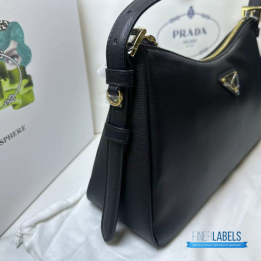 QC Prada Aimee Zipped Medium Black Shoulder Bag