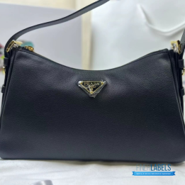 QC Prada Aimee Zipped Medium Black Shoulder Bag