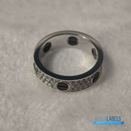 QC Cartier White Gold, Diamond, and Ceramic Love Ring