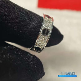 QC Cartier White Gold, Diamond, and Ceramic Love Ring