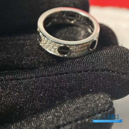 QC Cartier White Gold, Diamond, and Ceramic Love Ring