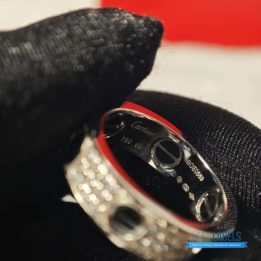 QC Cartier White Gold, Diamond, and Ceramic Love Ring