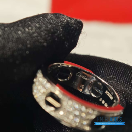 QC Cartier White Gold, Diamond, and Ceramic Love Ring