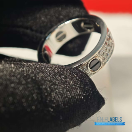 QC Cartier White Gold, Diamond, and Ceramic Love Ring