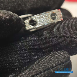 QC Cartier White Gold, Diamond, and Ceramic Love Ring