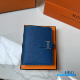 QC Hermès Bearn Compact Wallet Blue