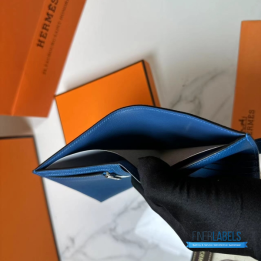 QC Hermès Bearn Compact Wallet Blue