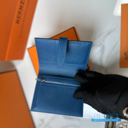 QC Hermès Bearn Compact Wallet Blue