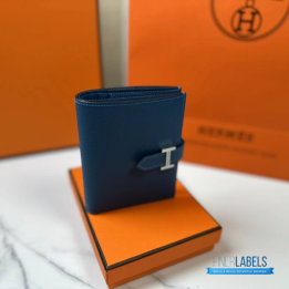 QC Hermès Bearn Compact Wallet Blue