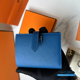 QC Hermès Bearn Compact Wallet Blue