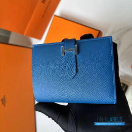 QC Hermès Bearn Compact Wallet Blue