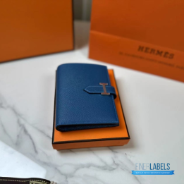 QC Hermès Bearn Compact Wallet Blue