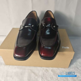 QC Christian Louboutin Chambelimoc Loafers in Burgundy Calf Leather