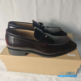 QC Christian Louboutin Chambelimoc Loafers in Burgundy Calf Leather