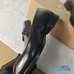 QC Christian Louboutin Chambelimoc Loafers in Burgundy Calf Leather