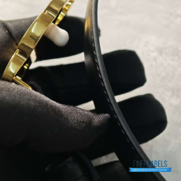 QC Celine Triomphe Belt in Black Leather with a Gold Buckle