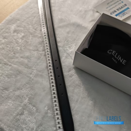 QC Celine Triomphe Belt in Black Leather with a Gold Buckle