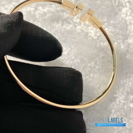 QC Tiffany & Co. T Wire Bracelet in 18k Rose Gold with mother-of-pearl
