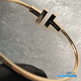 QC Tiffany & Co. T Wire Bracelet in 18k Rose Gold with mother-of-pearl