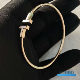 QC Tiffany & Co. T Wire Bracelet in 18k Rose Gold with mother-of-pearl