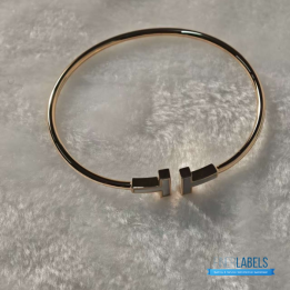 QC Tiffany & Co. T Wire Bracelet in 18k Rose Gold with mother-of-pearl