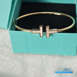 QC Tiffany & Co. T Wire Bracelet in 18k Rose Gold