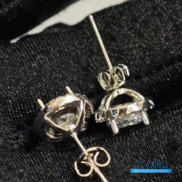 Tiffany & Co. Sterling Silver Moissanite Stud Earrings featuring a classic halo design.