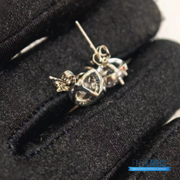 Tiffany & Co. Sterling Silver Moissanite Stud Earrings featuring a classic halo design.