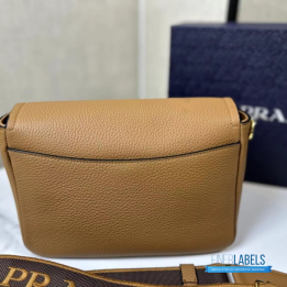 QC Prada Brown Leather Cross-Body Bag