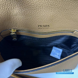 QC Prada Brown Leather Cross-Body Bag