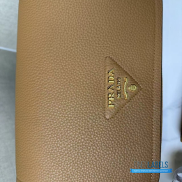 QC Prada Brown Leather Cross-Body Bag