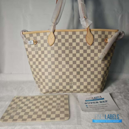 QC Louis Vuitton Neverfull MM Tote Bag in Damier Azur Canvas