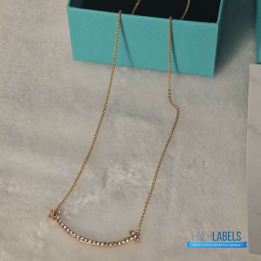 QC Tiffany & Co. T Smile Diamond Pendant Necklace