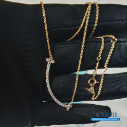 QC Tiffany & Co. T Smile Diamond Pendant Necklace
